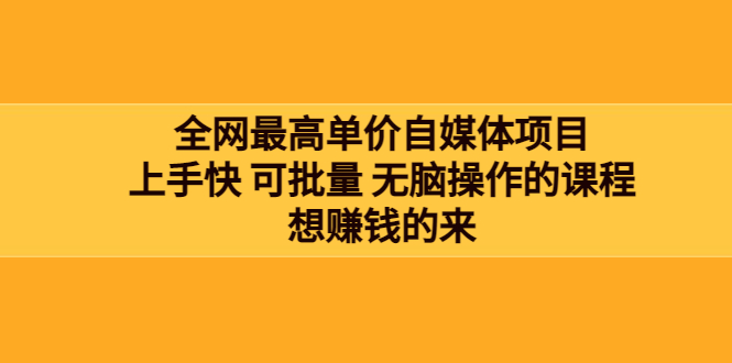 【副业项目3976期】全网最单高价自媒体项目：上手快 可批量 无脑操作的课程，想赚钱的来-蓝图副业