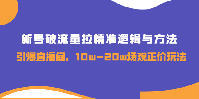 【副业项目4076期】新号破流量拉精准逻辑与方法，怎样引爆直播间，10w-20w场观正价玩法-蓝图副业