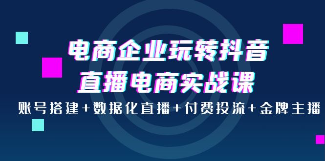 【副业项目4147期】电商企业玩转抖音直播电商实战课：账号搭建+数据化直播+付费投流+金牌主播-蓝图副业