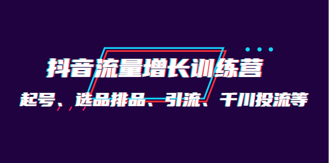 【副业项目4335期】月销1.6亿实操团队·抖音流量增长训练营：起号、选品排品、引流 千川投流等-蓝图副业
