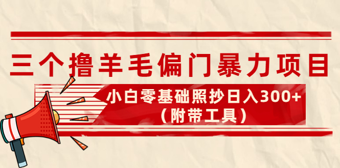 【副业项目4412期】外面卖998的三个撸羊毛偏门暴力项目，小白零基础照抄日入300+（附带工具）-蓝图副业