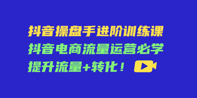 【副业项目4600期】抖音操盘手进阶训练课：抖音电商流量运营必学，提升流量+转化-蓝图副业