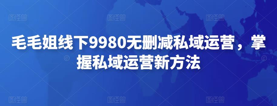 【副业项目4650期】毛毛姐线下9980无删减私域运营，掌握私域运营新方法-蓝图副业