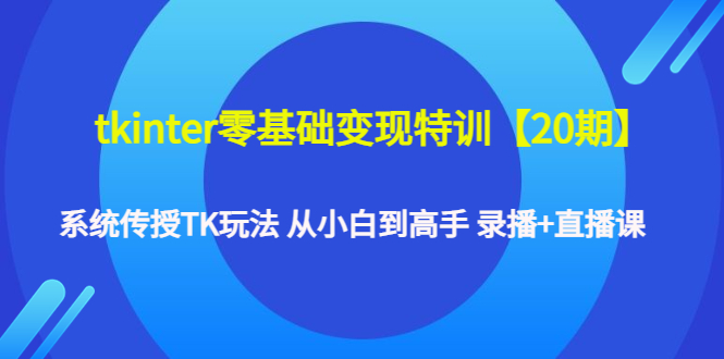 【副业项目4796期】tkinter零基础变现特训【20期】系统传授TK玩法 从小白到高手 录播+直播课-蓝图副业