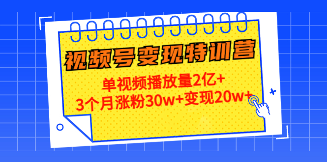 【副业项目4713期】20天视频号变现特训营：单视频播放量2亿+3个月涨粉30w+变现20w+-蓝图副业