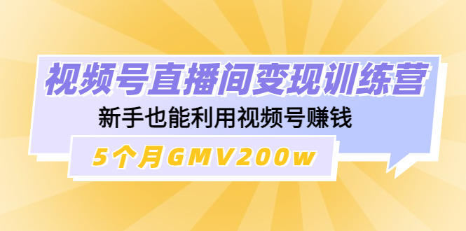 【副业项目4723期】视频号直播间变现训练营：新手也能利用视频号赚钱，5个月GMV200w-蓝图副业
