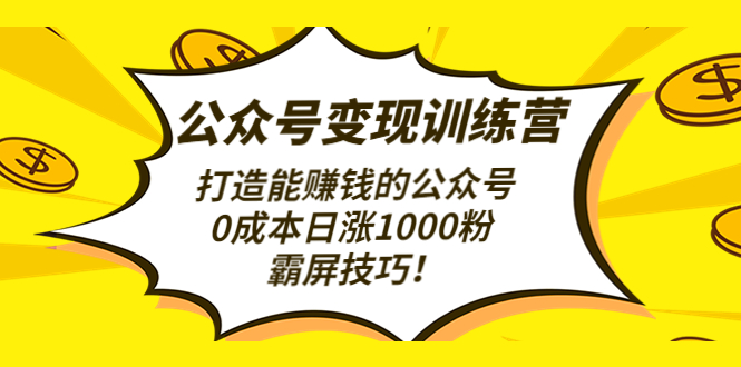 【副业项目4828期】公众号变现训练营（第3期）打造能赚钱的公众号，0成本日涨1000粉，霸屏技巧-蓝图副业