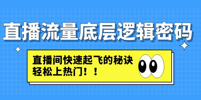 【副业项目4973期】直播流量底层逻辑密码：直播间快速起飞的秘诀，轻松上热门-蓝图副业