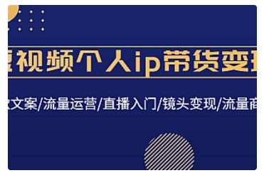 【副业项目4835期】短视频个人ip带货变现：爆款文案/流量运营/直播入门/镜头变现/流量商业-蓝图副业