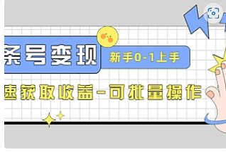 【副业项目4839期】2023头条号实操变现课：新手0-1轻松上手，快速获取收益-可批量操作-蓝图副业