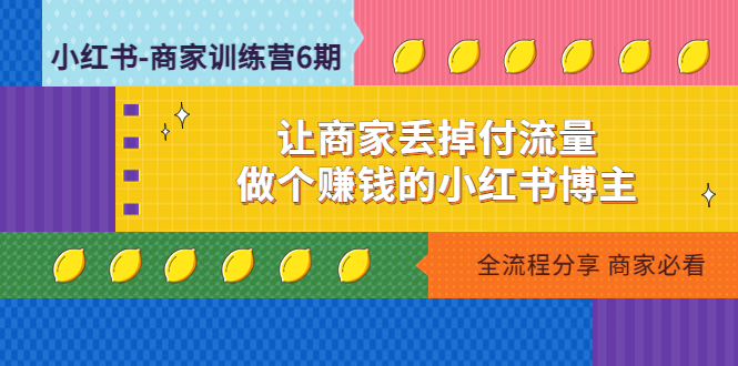 【副业项目5003期】小红书-商家训练营12期：让商家丢掉付流量，做个赚钱的小红书博主-蓝图副业