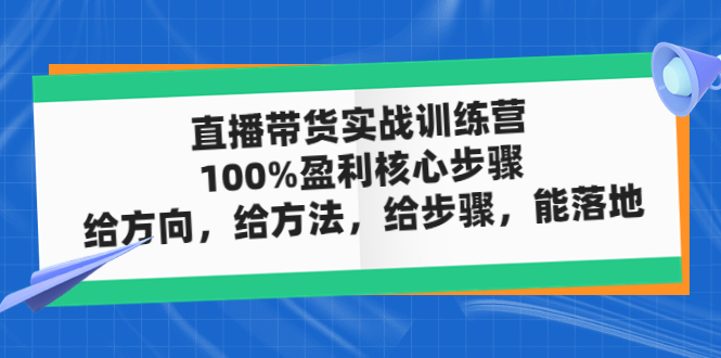 【副业项目5006期】直播带货实战训练营：100%盈利核心步骤，给方向，给方法，给步骤，能落地-蓝图副业