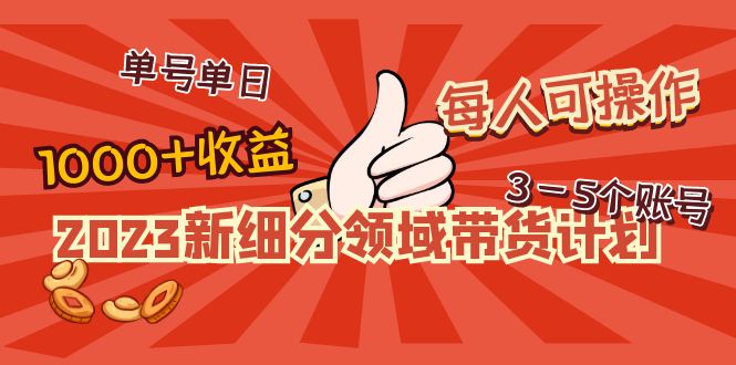 【副业项目5040期】2023新细分领域带货计划：单号单日1000+收益不难，每人可操作3-5个账号-蓝图副业
