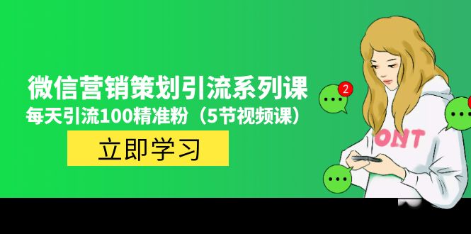 【副业项目5143期】价值百万的微信营销策划引流系列课，每天引流100精准粉（5节视频课）-蓝图副业