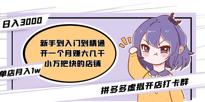 【副业项目5173期】拼多多虚拟开店打卡群：新手到入门到精通（昨日群里有小伙伴日入3000+）-蓝图副业