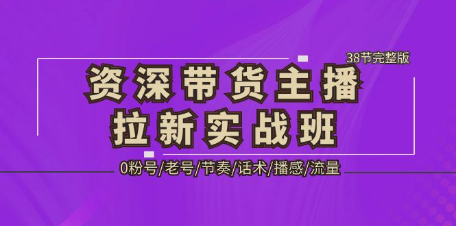 【副业项目5333期】资深·带货主播拉新实战班，0粉号/老号/节奏/话术/播感/流量-38节完整版-蓝图副业
