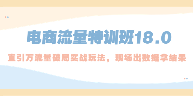 【副业项目5365期】电商流量特训班18.0，直引万流量破局实操玩法，现场出数据拿结果-蓝图副业