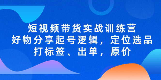 【副业项目5244期】短视频带货实战训练营，好物分享起号逻辑，定位选品打标签、出单，原价-蓝图副业