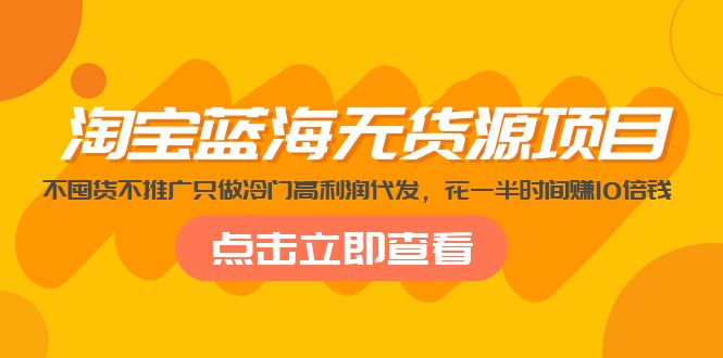 【副业项目5235期】淘宝蓝海无货源项目，不囤货不推广只做冷门高利润代发，花一半时间赚10倍钱-蓝图副业