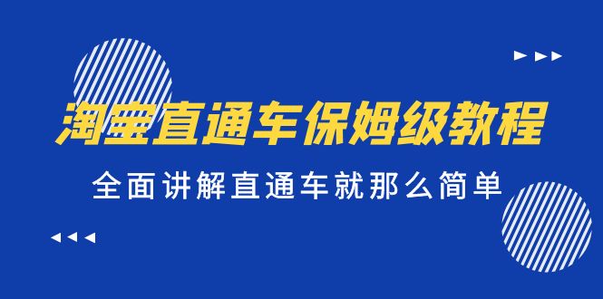 【副业项目5451期】淘宝直通车保姆级教程，全面讲解直通车就那么简单！-蓝图副业