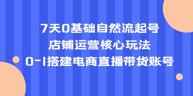 【副业项目5468期】7天0基础自然流起号，店铺运营核心玩法，0-1搭建电商直播带货账号-蓝图副业