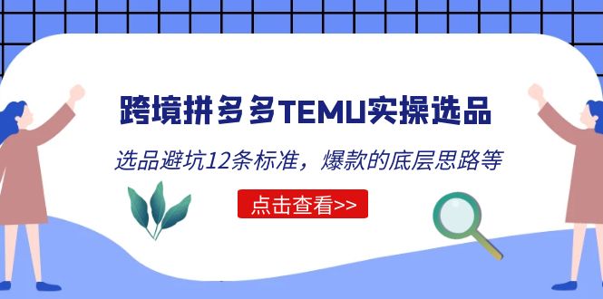 【副业项目5510期】跨境拼多多TEMU实操选品运营方法，选品避坑12条标准，爆款的底层思路等-蓝图副业