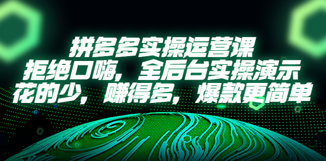 【副业项目5526期】拼多多实操运营课：拒绝口嗨，全后台实操演示，花的少，赚得多，爆款更简单-蓝图副业