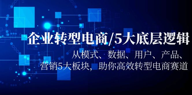 【副业项目5960期】企业转型电商/5大底层逻辑，从模式 数据 用户 产品 营销5大板块，高效转型-蓝图副业