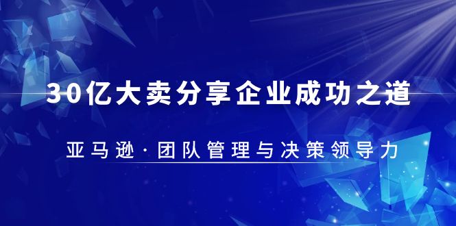 【副业项目5712期】30·亿大卖·分享企业·成功之道-亚马逊·团队管理与决策领导力-蓝图副业