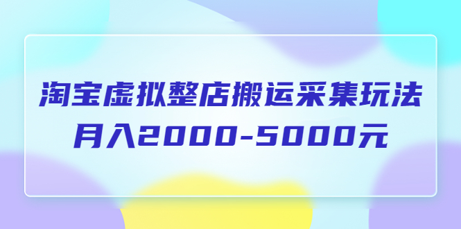 【副业项目5953期】淘宝虚拟整店搬运采集玩法分享课：月入2000-5000元（5节课）-蓝图副业