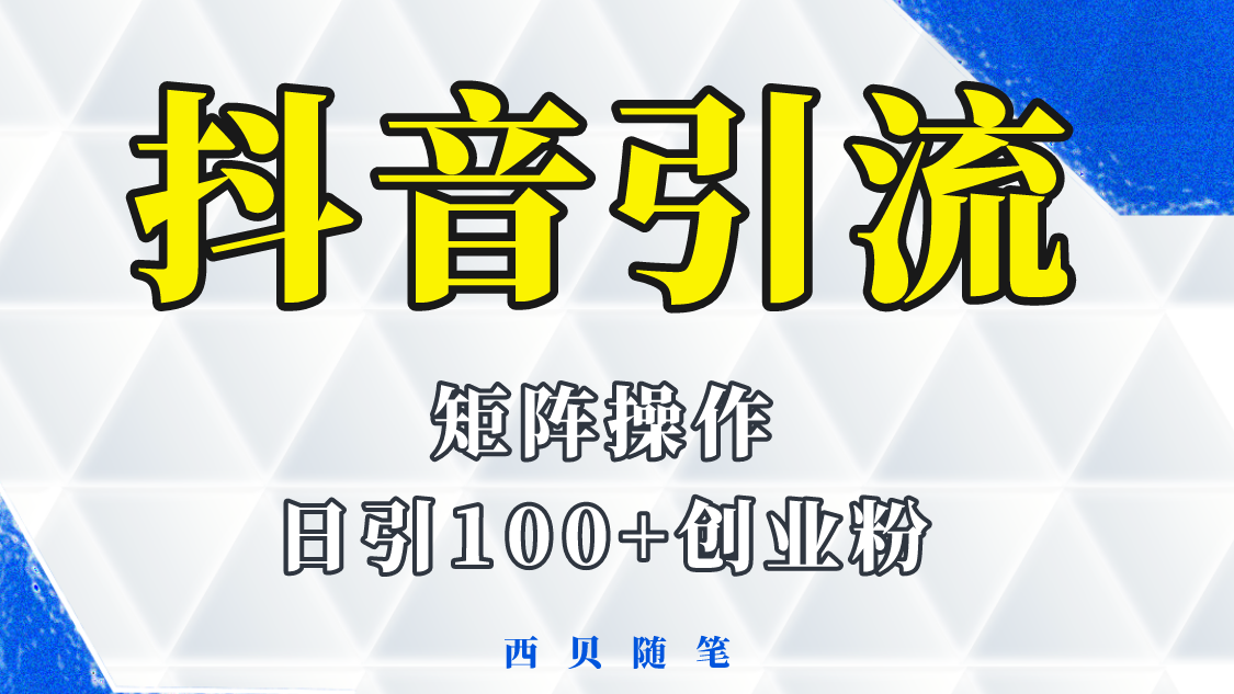 【副业项目5900期】抖音引流术，矩阵操作，一天能引100多创业粉-蓝图副业