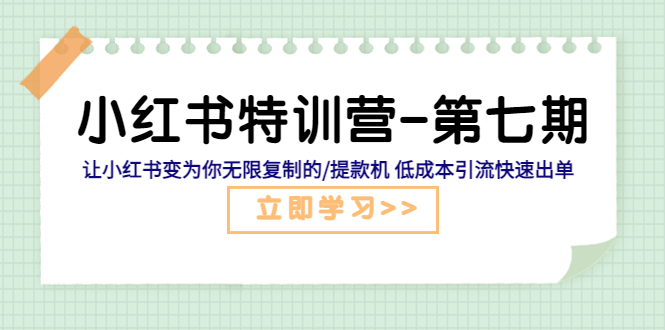 【副业项目5683期】小红书特训营-第七期 让小红书变为你无限复制的/提款机 低成本引流快速出单-蓝图副业