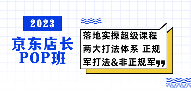 【副业项目5761期】2023京东店长·POP班 落地实操超级课程 两大打法体系 正规军&非正规军-蓝图副业