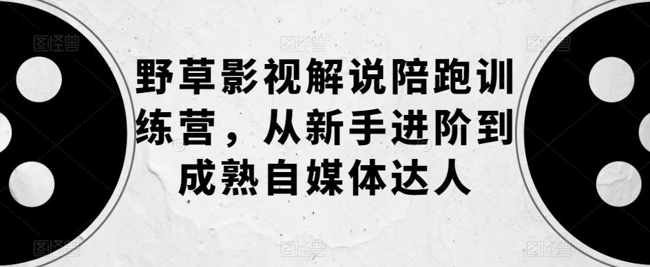 【副业项目6152期】野草影视解说陪跑训练营，从新手进阶到成熟自媒体达人-蓝图副业