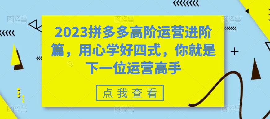 【副业项目6241期】2023拼多多高阶运营进阶篇，用心学好四式，你就是下一位运营高手-蓝图副业