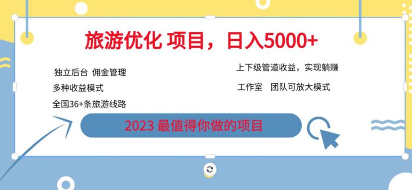 【副业项目6884期】旅游项目最新模式，独立后台+全国35+线路，日入5000+【揭秘】-蓝图副业