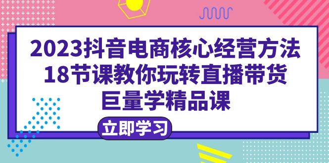【副业项目6377期】2023抖音电商核心经营方法：18节课教你玩转直播带货，巨量学精品课-蓝图副业