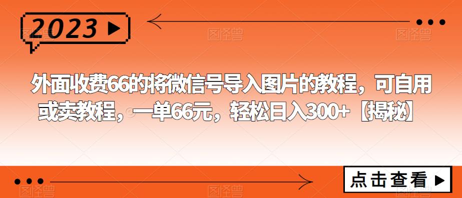 【副业项目6459期】外面收费66的将微信号导入图片的教程，可自用或卖教程，一单66元，轻松日入300+-蓝图副业
