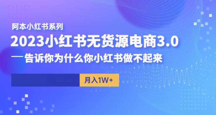 【副业项目6506期】阿本小红书无货源电商3.0，告诉你为什么你小红书做不起来-蓝图副业