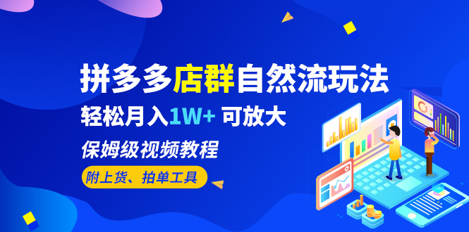 【副业项目6696期】拼多多店群自然流玩法，轻松月入1W+ 保姆级视频教程（附上货、拍单工具）-蓝图副业