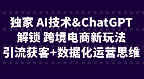 【副业项目6780期】独家 AI技术&ChatGPT解锁 跨境电商新玩法，引流获客+数据化运营思维-蓝图副业