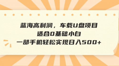 【副业项目6781期】蓝海高利润，车载U盘项目，适合0基础小白，一部手机轻松实现一天500+-蓝图副业