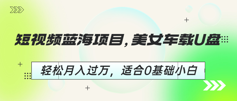 【副业项目6860期】短视频蓝海项目，美女车载U盘，轻松月入过万，适合0基础小白-蓝图副业