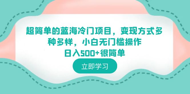 【副业项目6524期】超简单的蓝海冷门项目，变现方式多种多样，小白无门槛操作日入500+很简单-蓝图副业