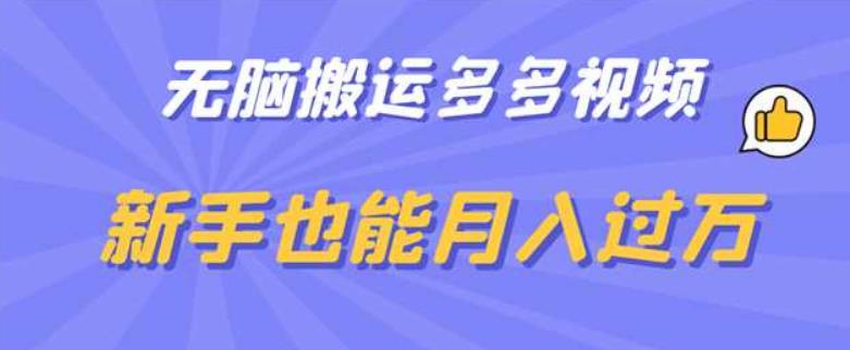 【副业项目6853期】无脑搬运多多视频，新手也能月入过万【揭秘】-蓝图副业