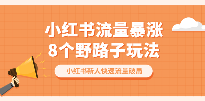 【副业项目6600期】小红书流量-暴涨8个野路子玩法：小红书新人快速流量破局（8节课）-蓝图副业