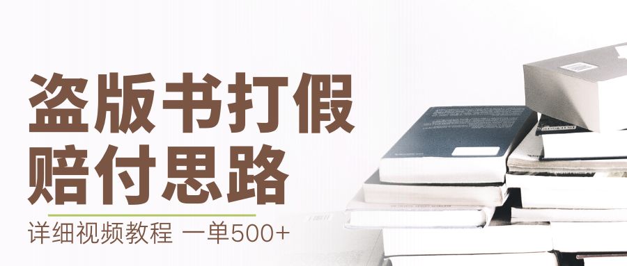 【副业项目6978期】最新盗版书赔付打假项目，一单利润500+【详细玩法视频教程】-蓝图副业