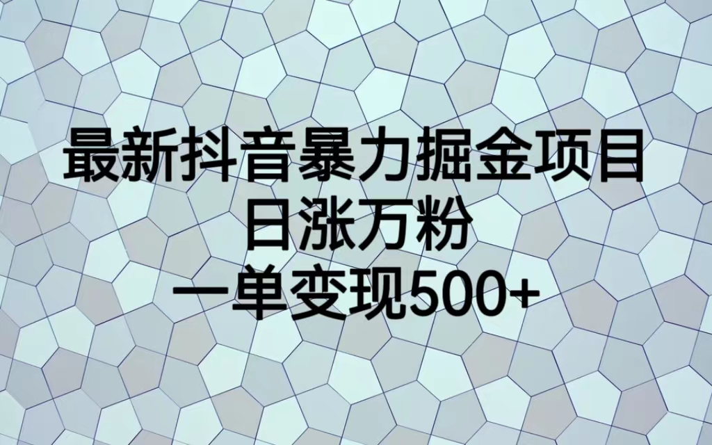 【副业项目6939期】最新抖音暴力掘金项目，日涨万粉，一单变现500+-蓝图副业