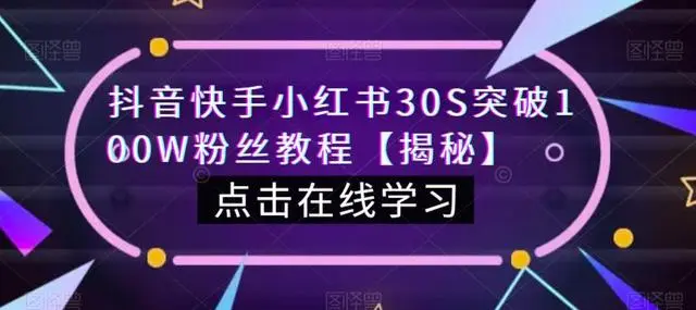 【副业项目6923期】教你一招，抖音、快手、小红书30S突破100W粉丝，保姆级教程，亲测有效-蓝图副业
