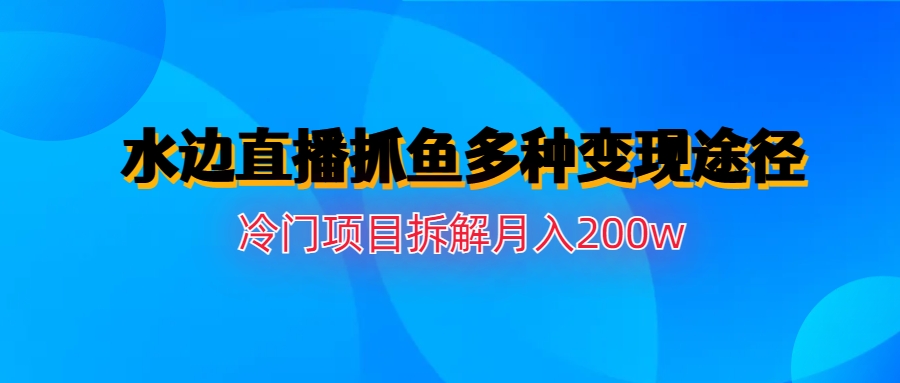 【副业项目6950期】水边直播抓鱼多种变现途径冷门项目月入200w拆解-蓝图副业